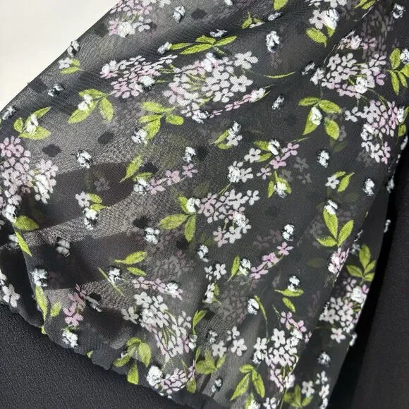 CeCe Swiss Dot Blouse Woman’s Sz 2X Plus Black Short Sleeve Coquette Romantic - Picture 3 of 8